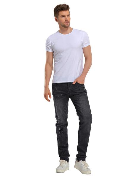 Men's Black Casual Ripped Skinny Jeans