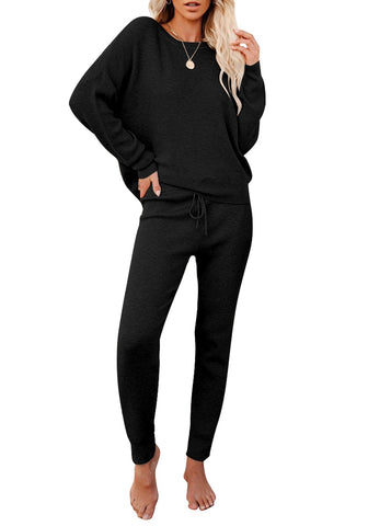 Black Long Sleeves Two-Piece Loungewear Set