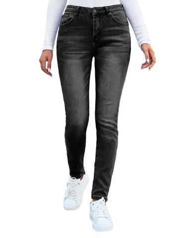 Black Mid-Waist Skinny Fit Denim Jeans