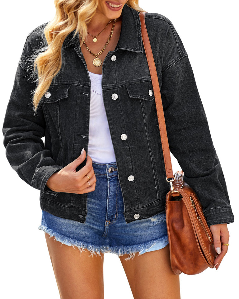 Women's oversized boyfriend denim on sale jacket