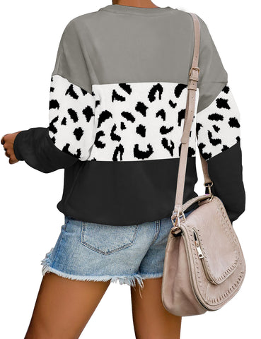 Black Colorblock Drop Shoulder Pullover Sweater