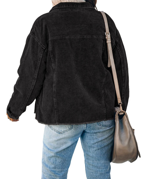 Corduroy Shacket Jacket Women Oversized Cropped Jackets Fall Winter Coats