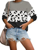 Front view of model wearing Black Colorblock Drop Shoulder Pullover Sweater