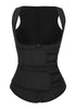 Front view of black zip-up snap corset women's waist trainer's 3D image