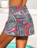 Paisley Multicolor Tulip Hem High Waist Ruched Swim Skirt