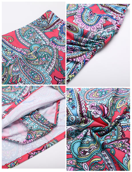 Paisley Multicolor Tulip Hem High Waist Ruched Swim Skirt