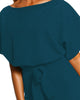 Legion Blue Womens Summer Belted Romper Keyhole Back Short Sleeve Jumpsuit Playsuit