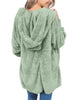 Back view of model wearing Sage Green Snuggle Oversized Hooded Cardigan
