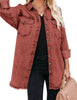 Claret Button-Up Oversized Women's Denim Shacket