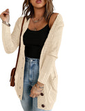 Women Open Front Knit Cardigan Leopard Print Button Down Sweater Coat