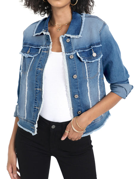 Women's Basic Long Sleeves Button Down Fitted Denim Jean Jackets