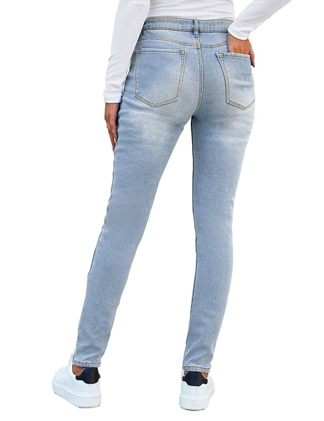 Light Blue Mid-Waist Skinny Fit Denim Jeans