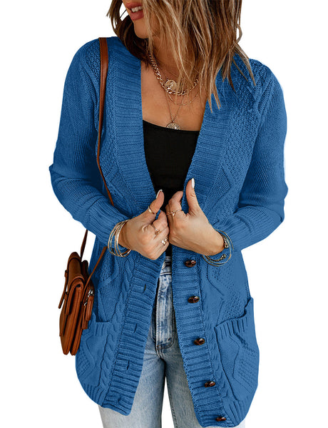 Women Open Front Knit Cardigan Leopard Print Button Down Sweater Coat