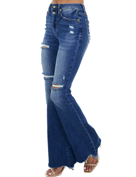 Flare Jeans for Women Distressed Bell Bottom High Waisted Denim Bootcut Jeans 70s Outfit