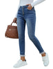 Blue Fleece-Lined Button-Down Denim Skinny Jeans