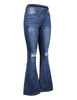 Women's High Waist Ripped Flare Bell Bottom Denim Pants Bootcut Jeans