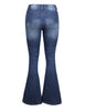 Women's High Waist Ripped Flare Bell Bottom Denim Pants Bootcut Jeans