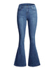 Dark Blue Mid-Waist Wide Leg Flared Denim Jeans