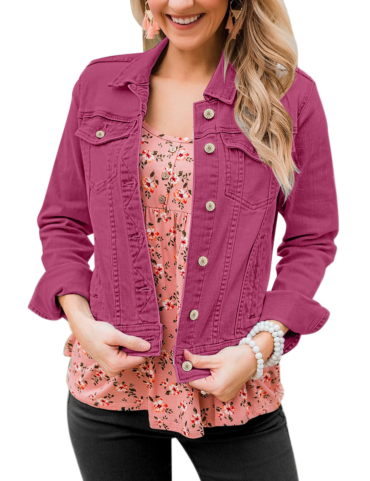 dark pink denim jacket