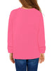 Back view of model wearing magenta plain color crew neckline pullover girls' top