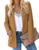 Camel Shawl Lapel Flap Pockets Boyfriend Blazer