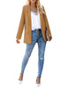 Camel Shawl Lapel Flap Pockets Boyfriend Blazer