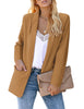 Camel Shawl Lapel Flap Pockets Boyfriend Blazer