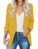 Yellow Women's Open Front Business Casual Pockets Work Office Blazer Jacket Suit