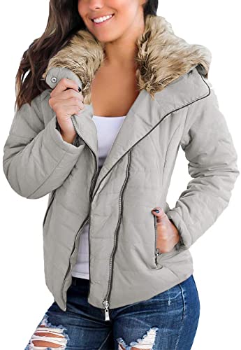 Cloud Lite Reversible Quilted Faux Fur Jacket In Silver Chip/ Mineral Grey