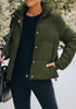 Front view of model wearing Army Green Quilted Zip-Up Puffer Jacket