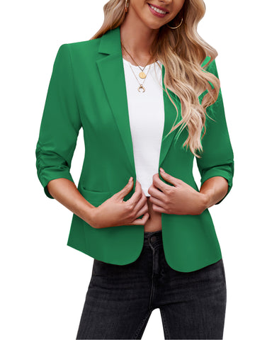 LookbookStore Women's Crop Sleeves Side Pockets Front Button Short Work Office Blazer Coats