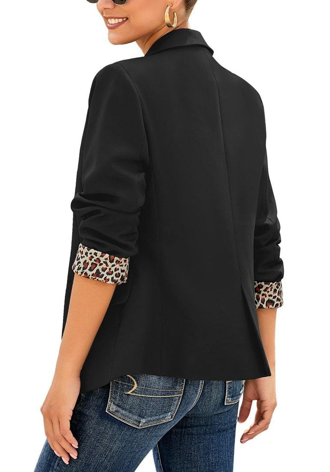 Womens Notched Lapel Pockets Button Work Office Blazer Jacket Suit