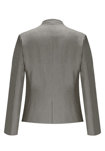 Back view of grey V-neckline single button blazer's image