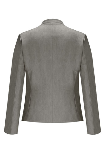 Grey V-Neckline Single Button Blazer