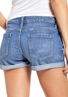 Rekucci Women's 6 inch Pull-On Chic Cuffed Jean Short - ShopperBoard