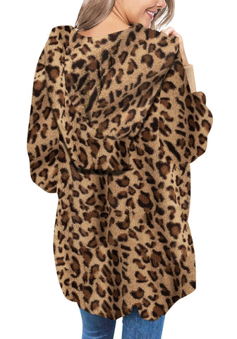 Women's Oversized Open Front Hooded Draped Pockets Cardigan Coat
