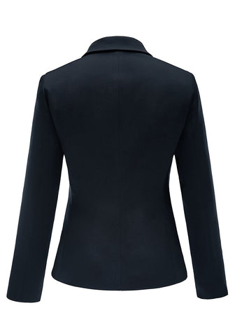 Womens Notched Lapel Pockets Button Work Office Blazer Jacket Suit