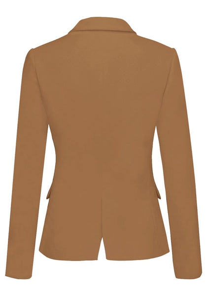 Back view of brown back-slit notched lapel blazer