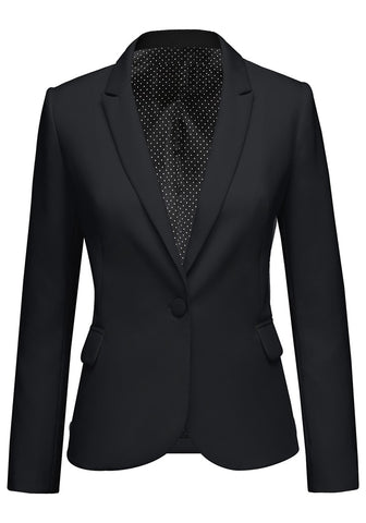 Womens Notched Lapel Pockets Button Work Office Blazer Jacket Suit