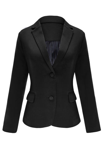 Womens Notched Lapel Pockets Button Work Office Blazer Jacket Suit