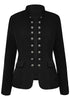 Front view of black stand collar open-front blazer's 3D image