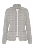 Front view of light grey stand collar open-front blazer's image