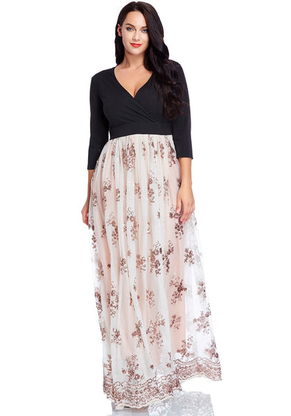 Plus Size Floral Sequin Maxi Dress | Lookbook Store