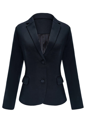 Womens Notched Lapel Pockets Button Work Office Blazer Jacket Suit