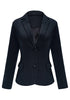 Front view of navy flap pocket single breasted lapel blazer's 3D image