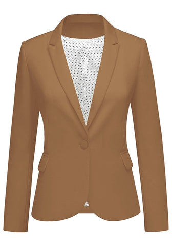 Womens Notched Lapel Pockets Button Work Office Blazer Jacket Suit