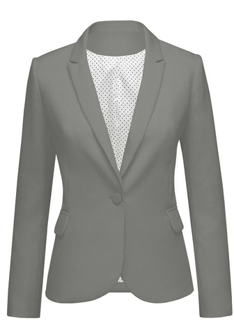 Womens Notched Lapel Pockets Button Work Office Blazer Jacket Suit