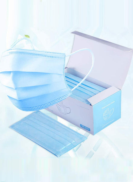 Image of 10pcs. blue 3-ply disposable face mask with box