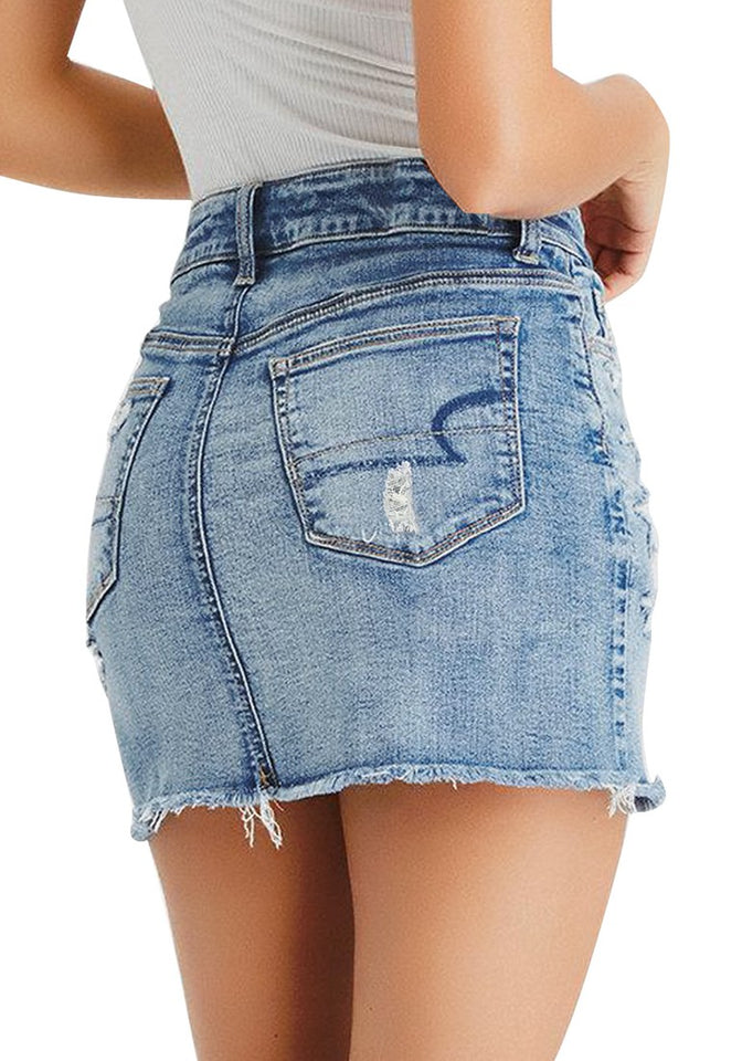 Denim mini skirt outlet frayed