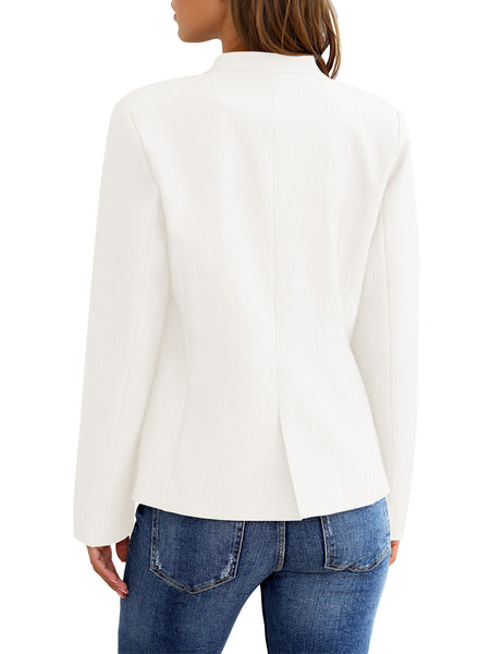 White V-Neckline Single Button Blazer